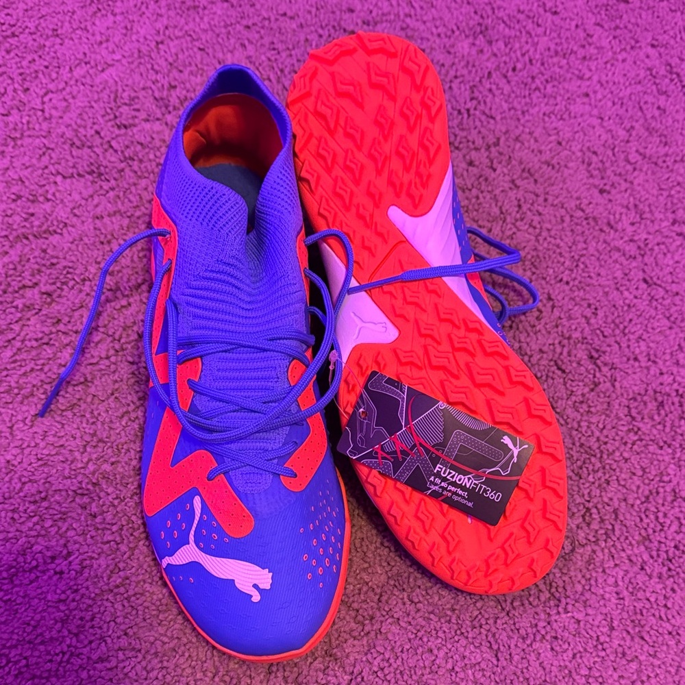 Puma Bold Blue and Red indoor soccer cleats